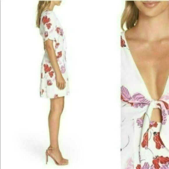 NWT MSRP $99 Bardot Stencil Flower Knot Front Dress Women's Size Medium - Picture 3 of 12